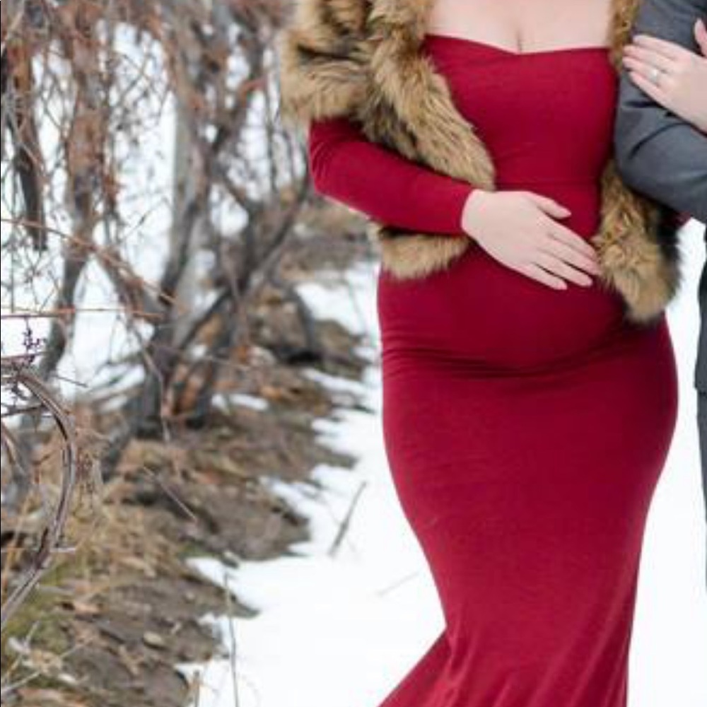 Sew Trendy Maternity Dress - Wine - Size Medium -